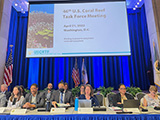 National Ocean Service Assistant Administrator Nicole LeBoeuf co-chairs the 46th U.S. Coral Reef Task Force meeting in April 2023 in Washington D.C. 
                    Credit: NOAA